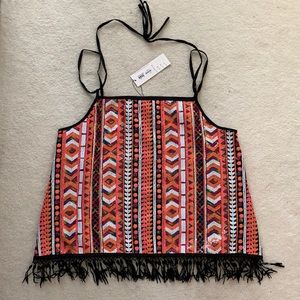 NWT Filomena Fernandez Nima Top Small Sequin Tank Fringe